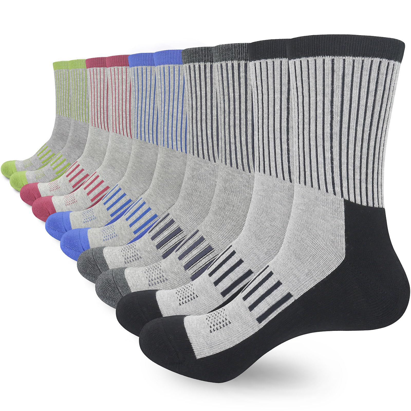 srcloMens 5 Pairs Sports Socks Athletic Cushion Walking Socks Breathable Crew Socks Outdoor Multi Performance Socks for Hiking Trekking Running