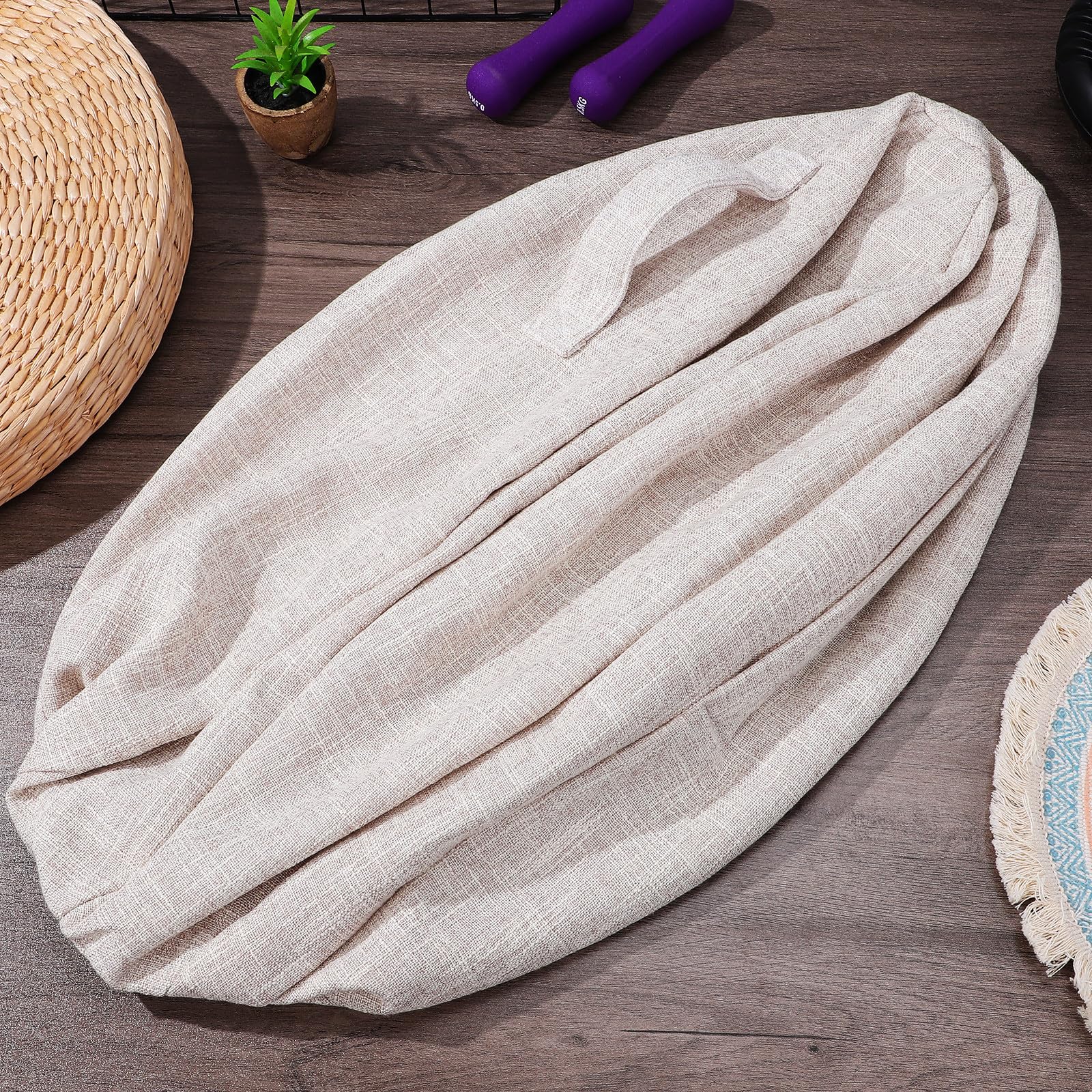 Housse en coton et lin pour ballons de gymnastique, anti-boulochage, antidérapante, 55 cm, lavable, pour fitness et yoga, 1 pièce, beige