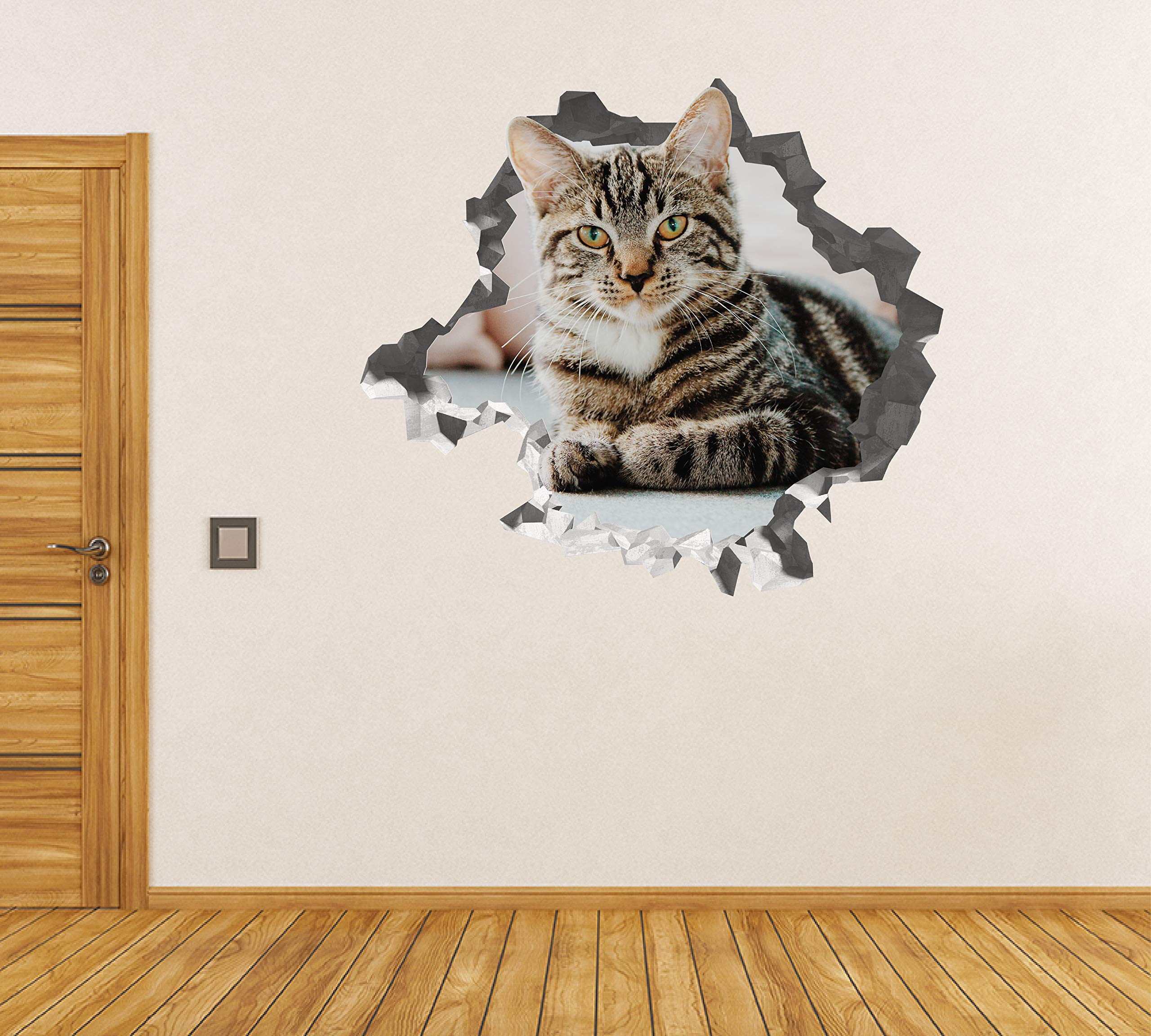 Gato Lindo Pegatina - Calcomania Animales - Decoración de Cuartos Niños - Sticker de Gatitos - Decoración Infantil - JS378 (Grande: 102 cm x 91 cm)