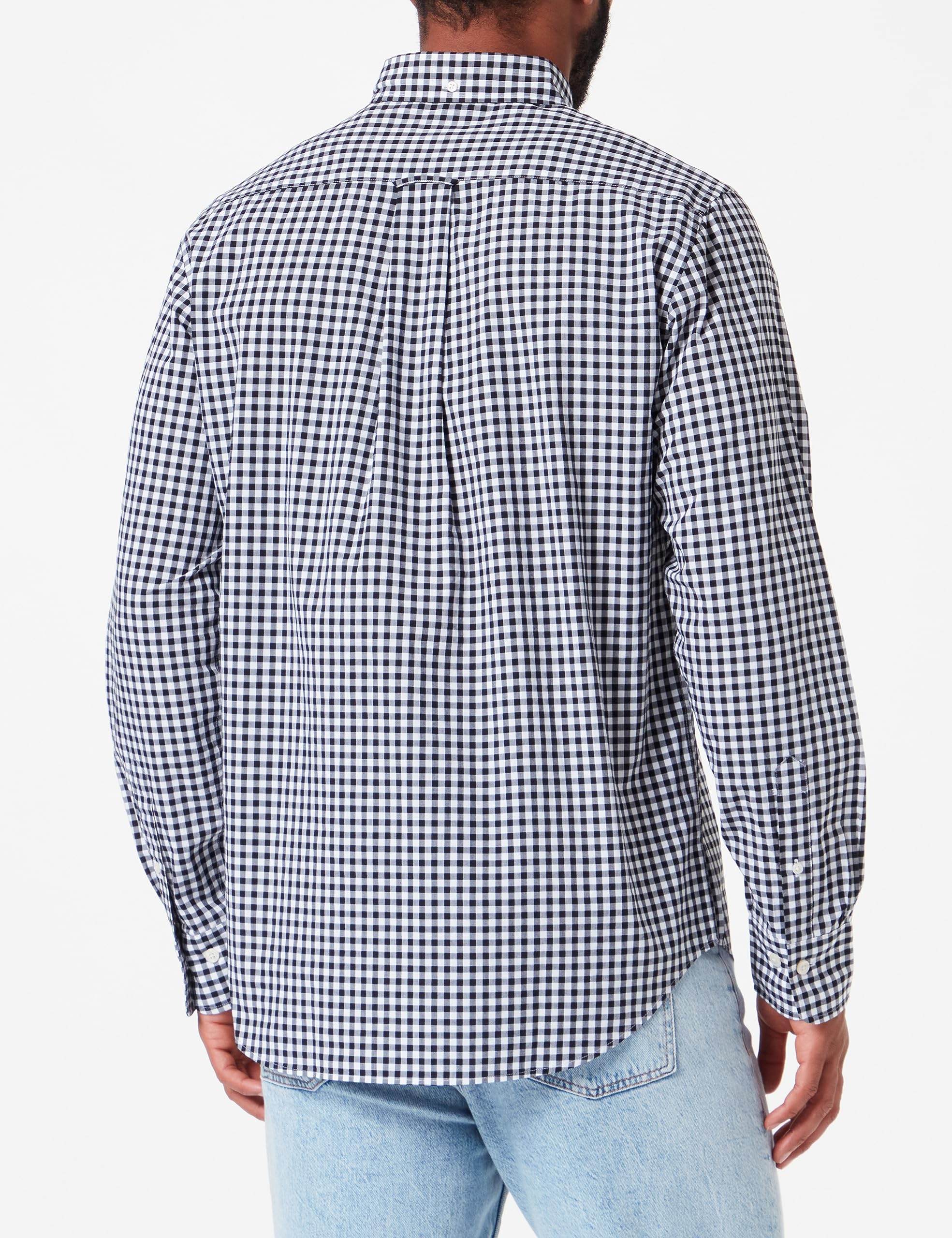GANT Koszula męska REG POPLIN Gingham, czarna, XL, Czarny, XL