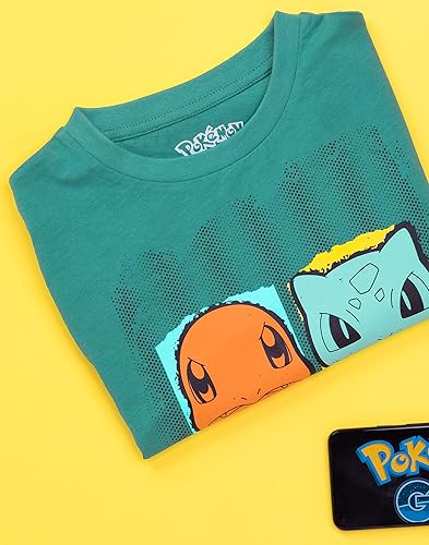 Miniatura 6 de Pokemon Camisetas para Niños Gris Verde O Negro Top Pikachu Squirtle Bulbasaur Charmander