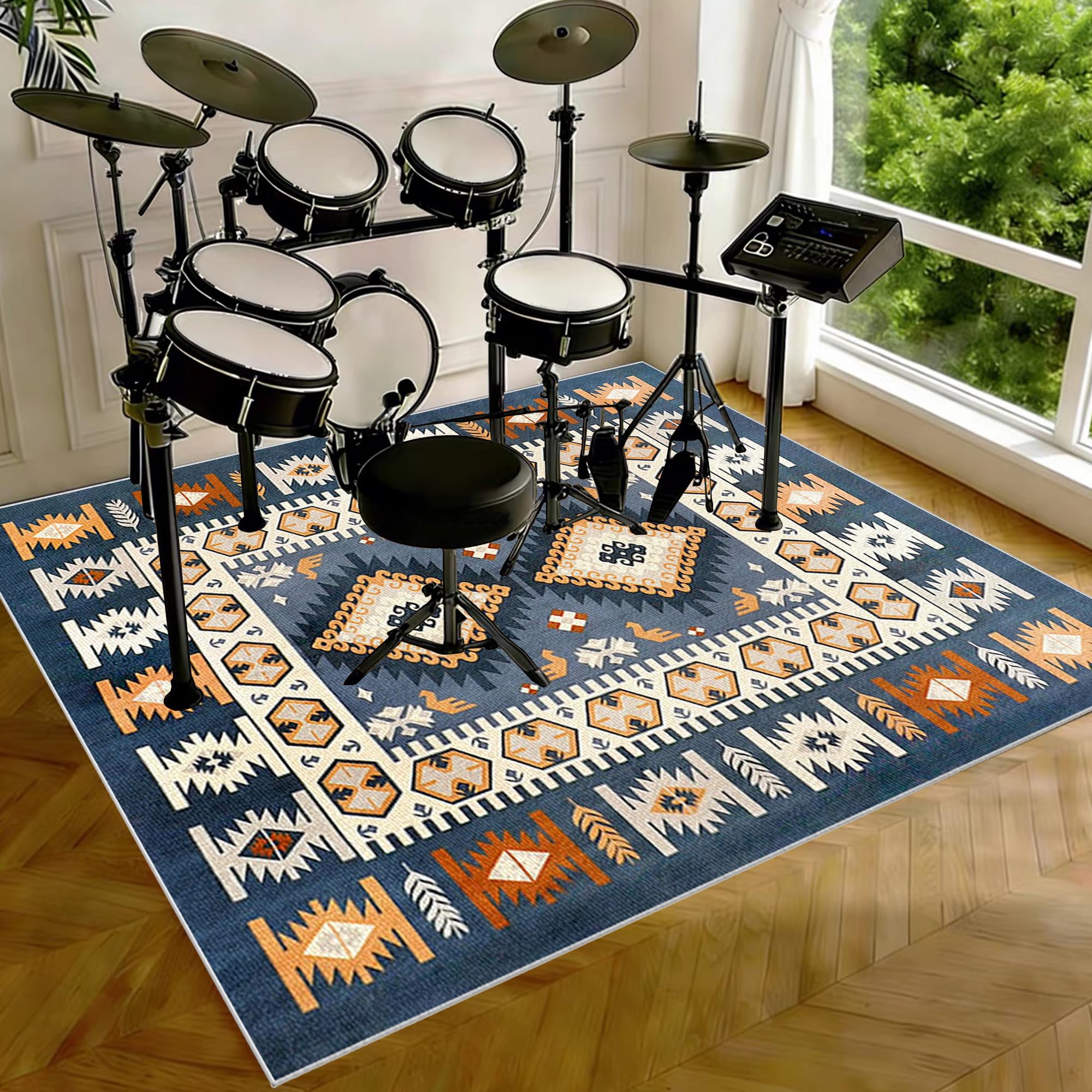 Tappeto Batteria Tappeto per Batteria Tappetino Insonorizzato Antiscivolo Batteria Elettronica Tappeto Drum Tappeto Professionale per Batteria e Strumenti a Percussione Drum Carpet 230 x 180 cm