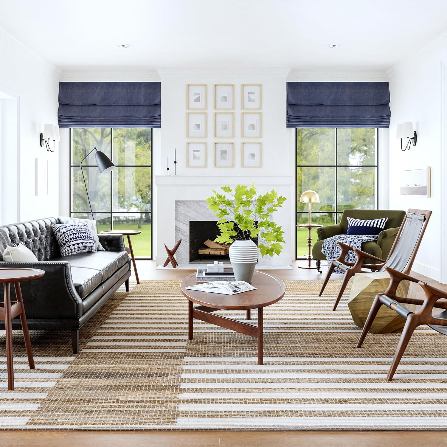 Rugs USA x Emily Henderson Oberlin Striped Jute Area Rug, 3x5, Natural Daria Natural 3' x 5'