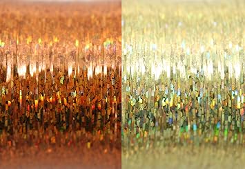 Mia Bling String, Beautiful Sparkly Shiny Hair Tinsel Extensions, On Spools, 500 Feet/300+ Applications, Hologram Orange And Gold, 10 Clips Women And Girls 1pk