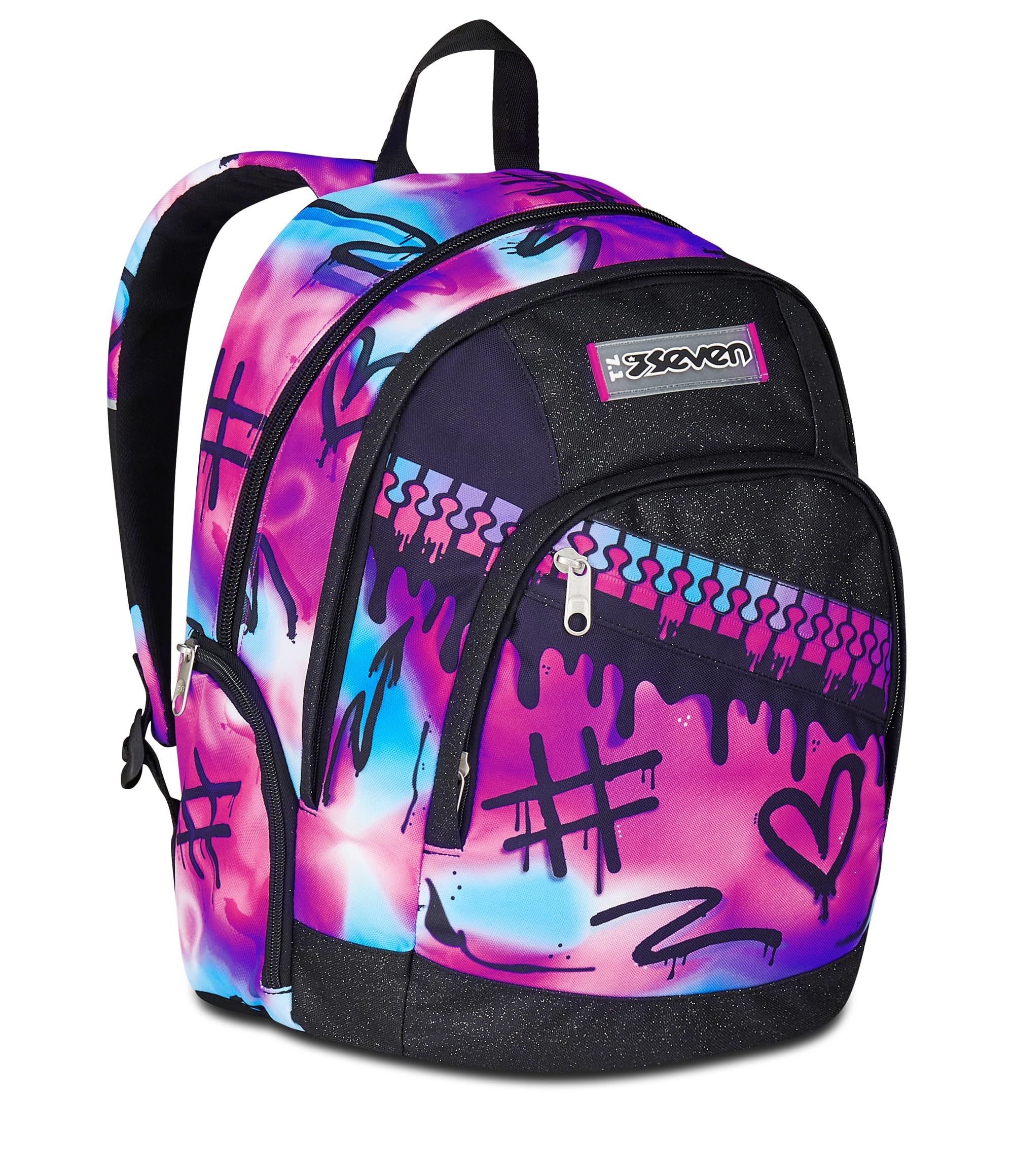 Seven Zaino Scuola Dual, Fucsia Azzurro, Doppio Scomparto 31 L, Con Tasca Per PC, Tasca Per Borraccia e Tasca Con Organizer, Scuola Media e Superiore, Zaino Per Ragazza