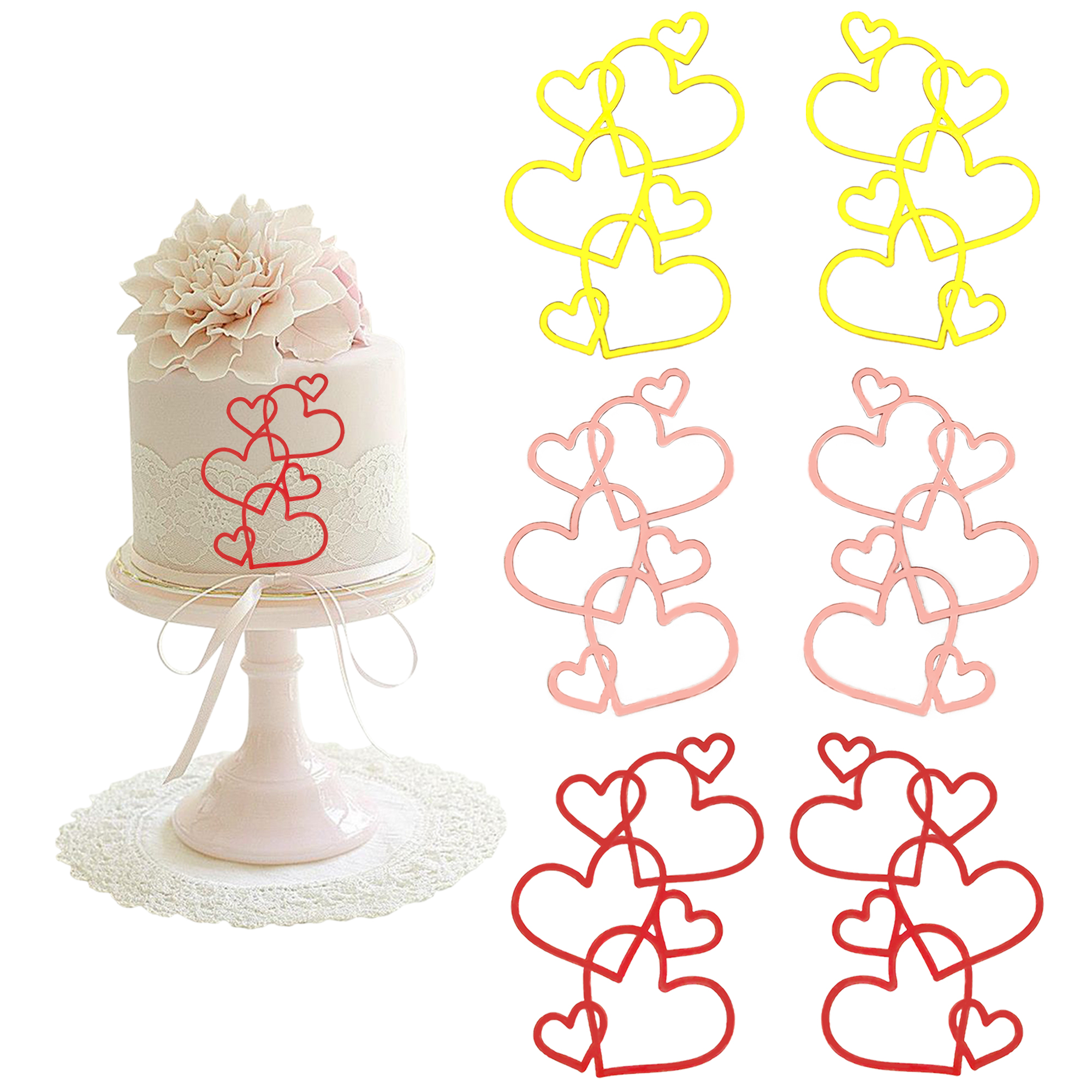 12 Stück Acryl Herz Kuchendekoration - Cake Topper Set Für Hochzeit & Geburtstag