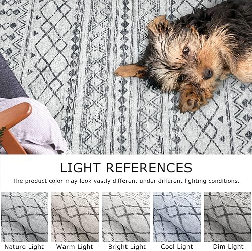 Miniatura 4 de KUTA Alfombra marroquí lavable, 2.6 x 10 pies, antideslizante, vintage, gris, bohemio, para pasillo, cocina, ultra suave, envejecida, geométrica,