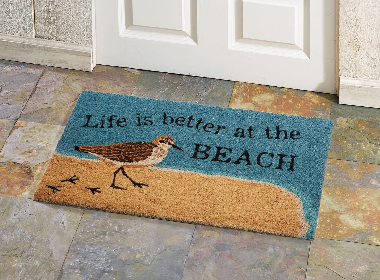HF by LT Sand Piper 100% Coir Doormat, 18 x 30 inches, Naturally Durable, PVC-Backing, Sustainable