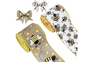 2 Rolls Bee Wired Edge Ribbons, 20 Yards Each