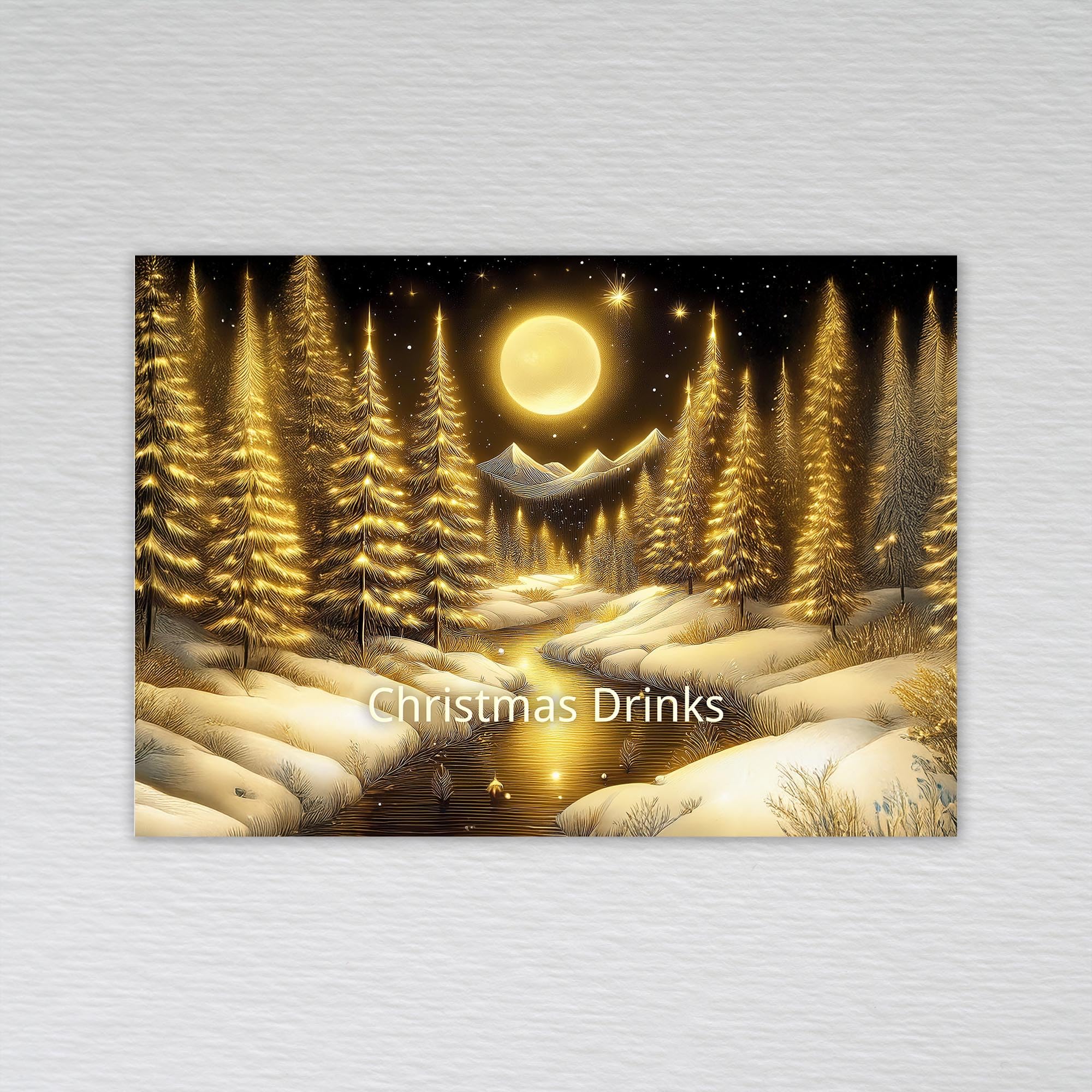 Christmas Drinks Invitations, Christmas Drinks Party Invitation Cards: Starlit Forest Christmas Drinks Invites (Pack of 50 without Envelopes)