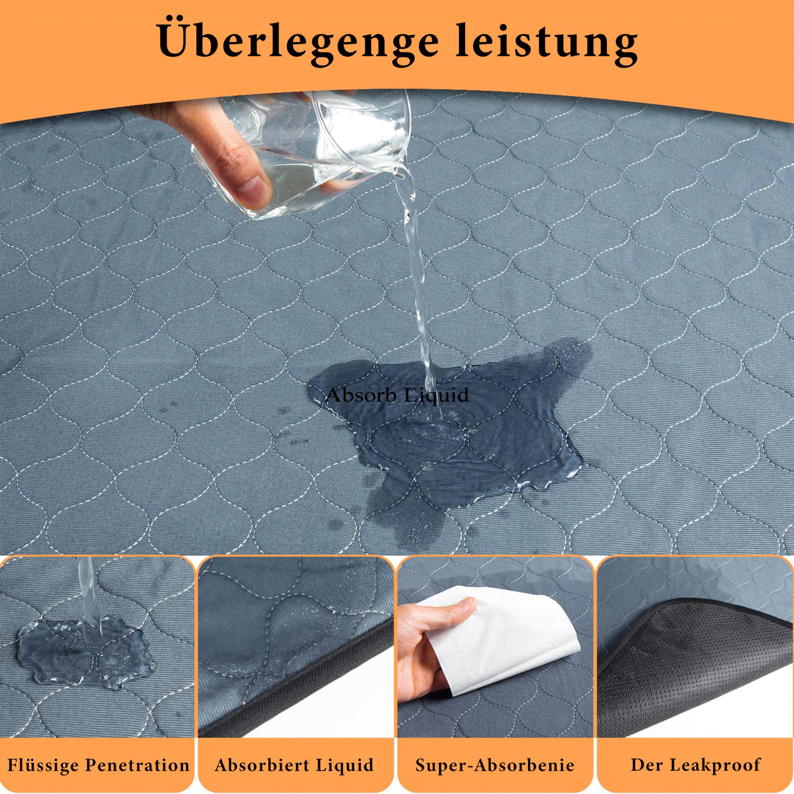 Bunlitent Wiederverwendbare Hundematten 5er Set (91x122 cm) – Waschbare Haustier-Urinunterlage Schnell Absorbierend, Wasserdicht für Welpen & Inkontinente Hunde