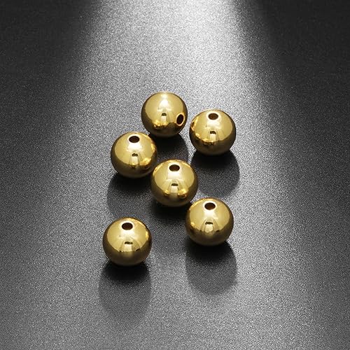 Miniatura 2 de CNONE 310 cuentas espaciadoras rellenas de oro de 18 quilates para hacer pulseras de joyería, cuentas redondas, cuentas rellenas de oro de bola