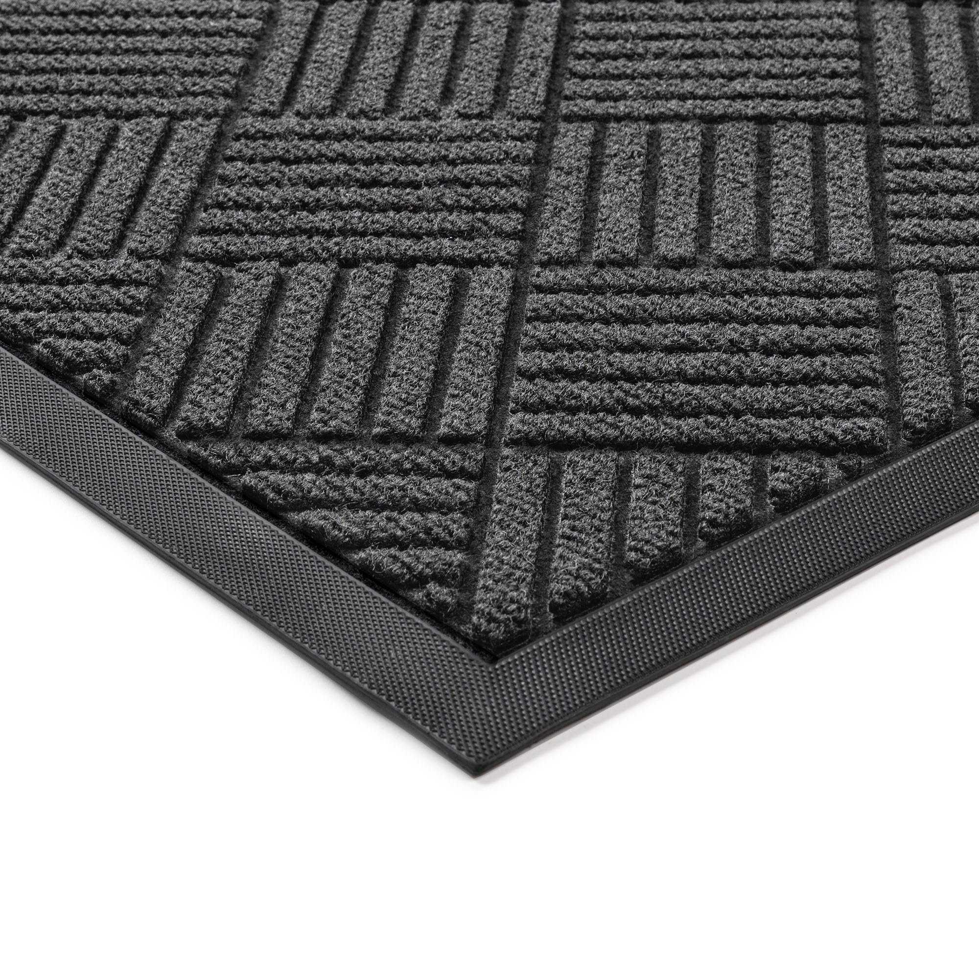 フロントドアマット、高耐久屋内屋外ドアマット、48インチ x 61.0 cm ロープロファイル屋外マット ホームエントランス用、汚れと色あせに強いウェルカムマット、交通量の多いエリアに最適、ダイヤモンドグレー