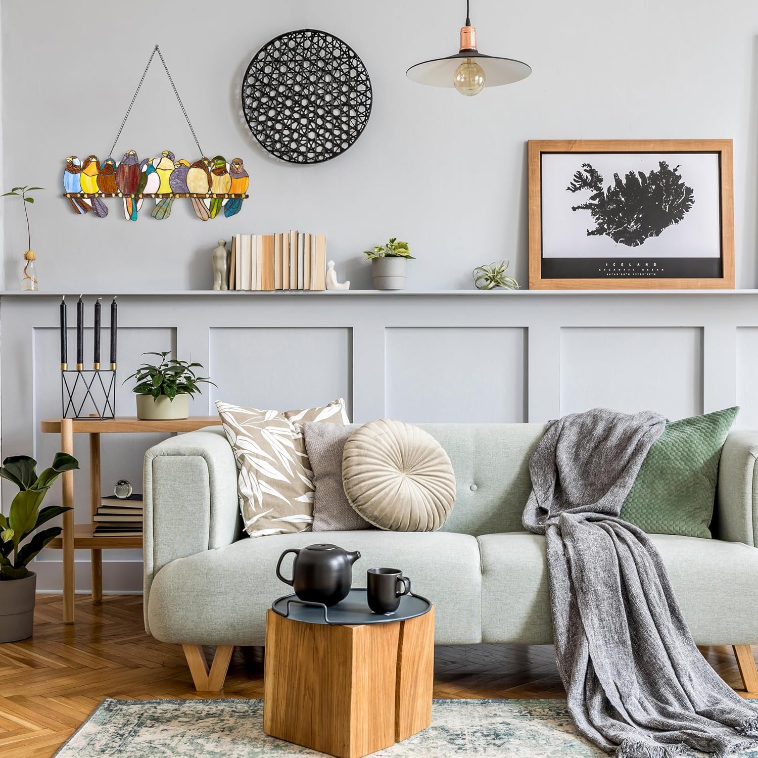 RIVER OF GOODS Stained Glass Bird Suncatcher - Handcrafted Window Hanging - 162-Piece Stained Glass Art - Vibrant Decor for Home, Office, Kitchen, and Bathroom - 24.25” L x 9.5" H