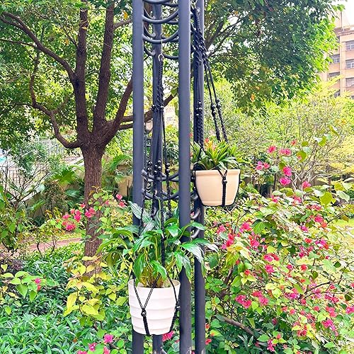 Miniatura 6 de JINRUCHE Ganchos de macramé para plantas, cuerda tejida de 43 pulgadas, soporte para cestas de plantas, estilo bohemio Decro con 2 ganchos en S y 2