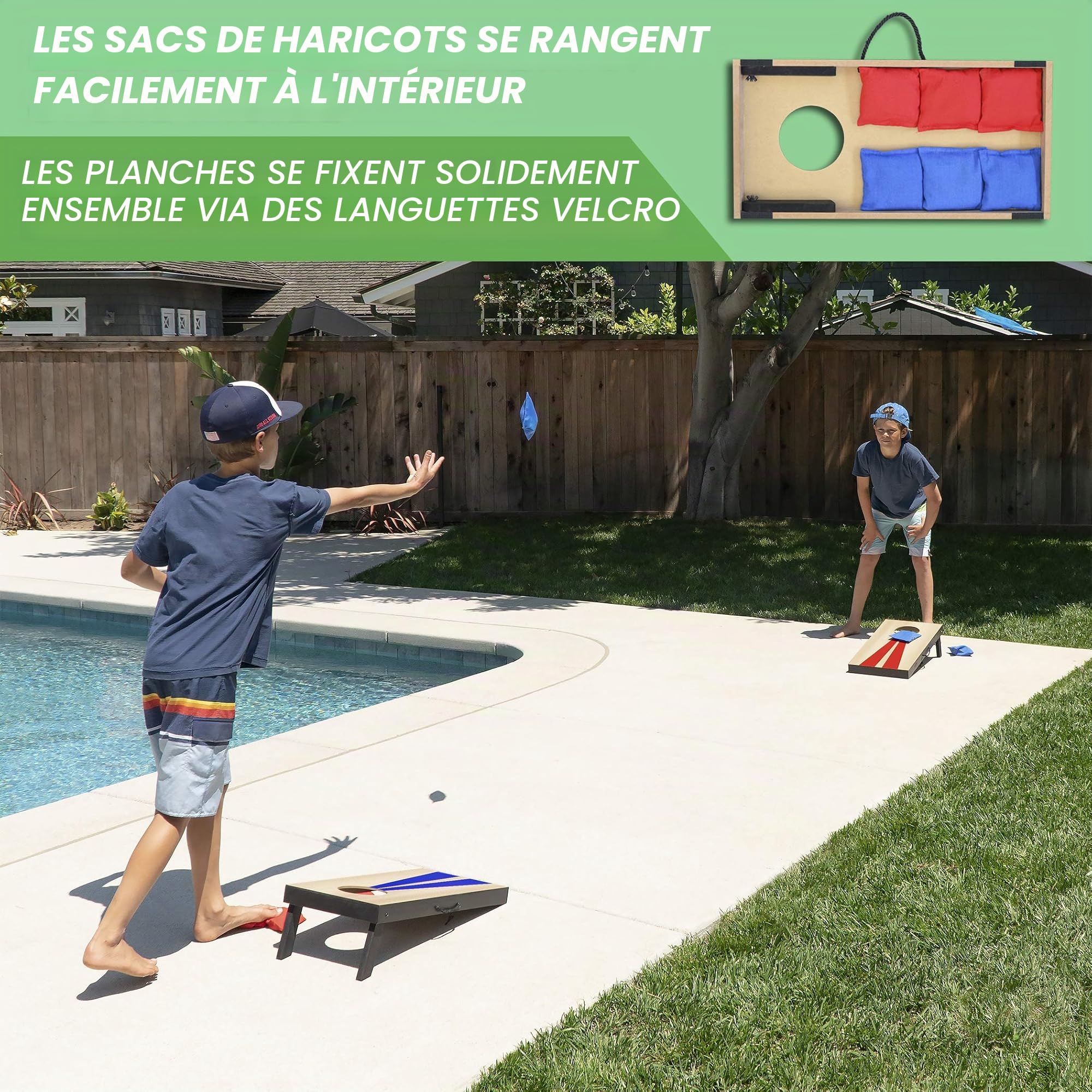 GoSports Jeu Cornhole Portable 61 x 30,5 cm avec 6 Sacs