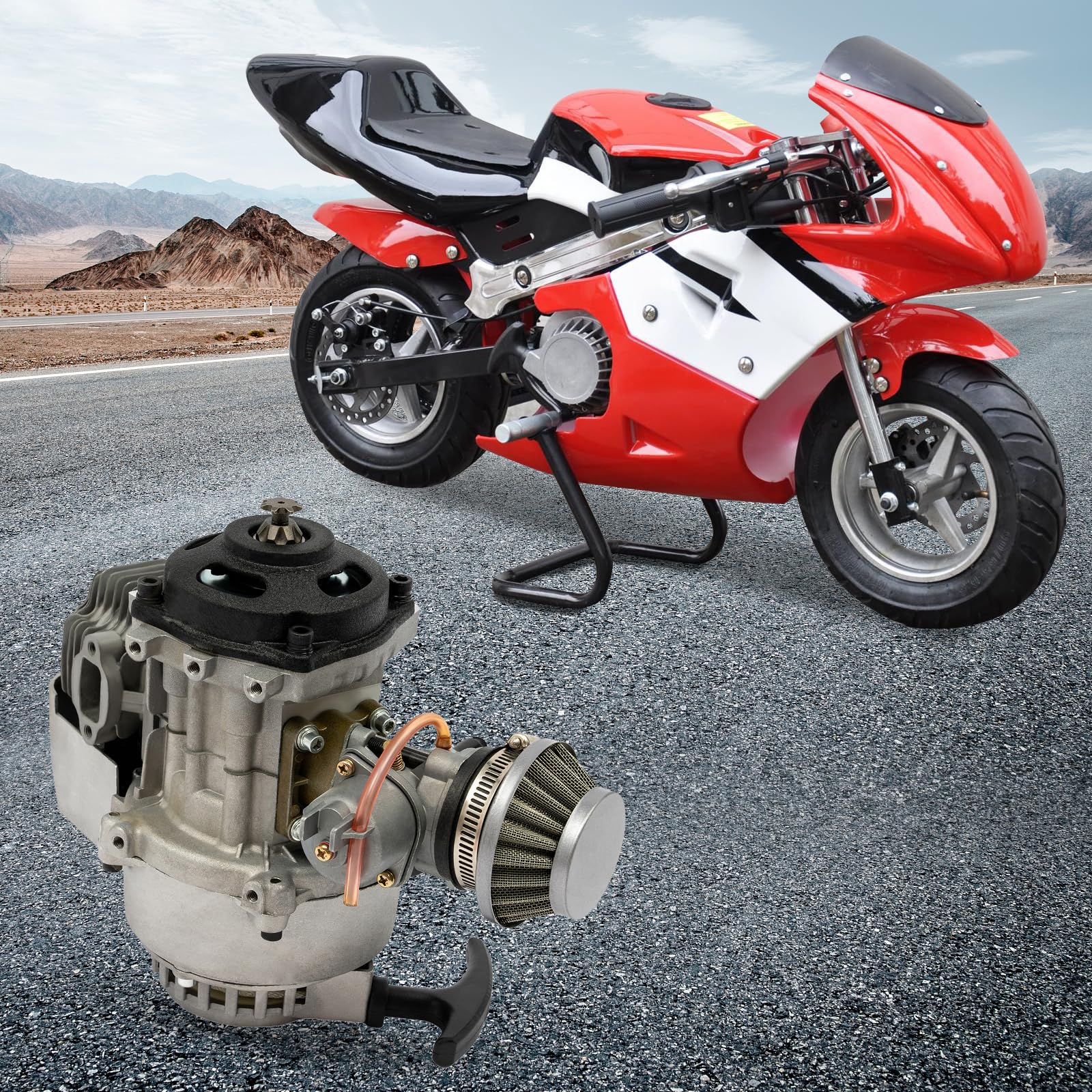 Motor de 49 cc, carburador de minimoto de 2 tiempos, para ATV, Dirt Bike, Quad, Pocket Bike, motor para Dirt Bike, motores para mini ATV, Quad con transmisión y carburador