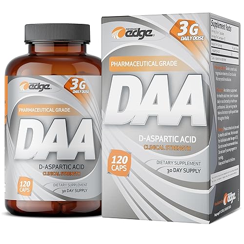 DAA ácido D-aspártico 0.11 oz dosis diaria suministro para 30 días, 120 cápsulas