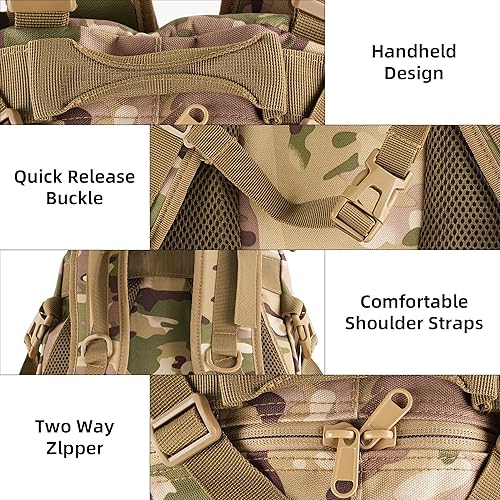 Miniatura 5 de aiGear Mochila táctica para hombres, mochila militar de 25 L, bolsa de 3 días para camping, senderismo, caza con sistema Molle Army Daypack (25L