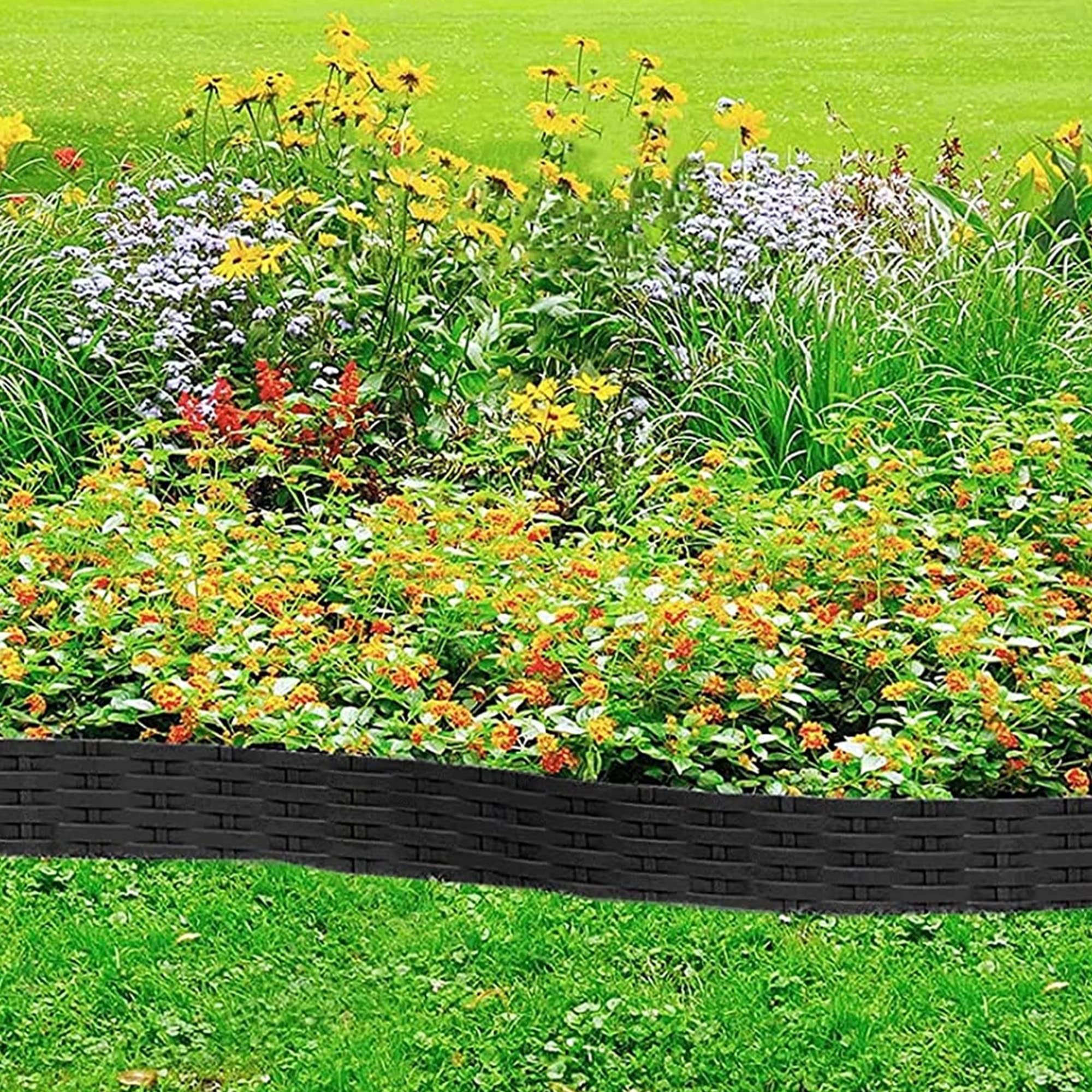 Buy Decorative Garden Fencing Rattan Effect Plastic Edging Border Lawn