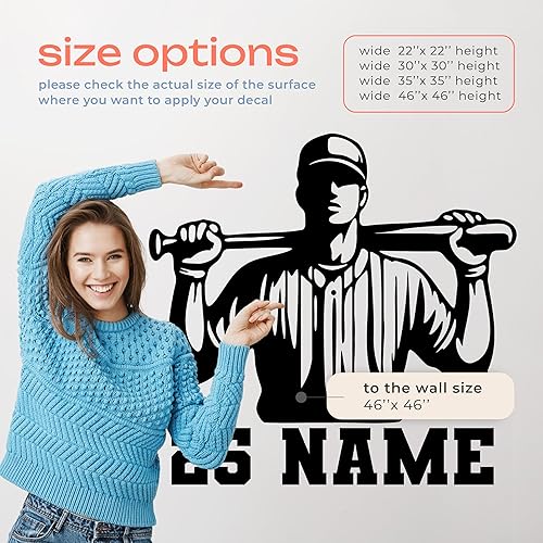 Miniatura 36 de Calcomanía de pared de béisbol personalizada, calcomanías deportivas personalizadas para habitación de niños, calcomanías de béisbol para habitación