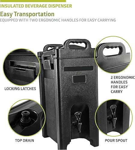 Miniatura 5 de Pearington Servidor frío y caliente de 5 galones, dispensador de bebidas aislado negro, 1 paquete