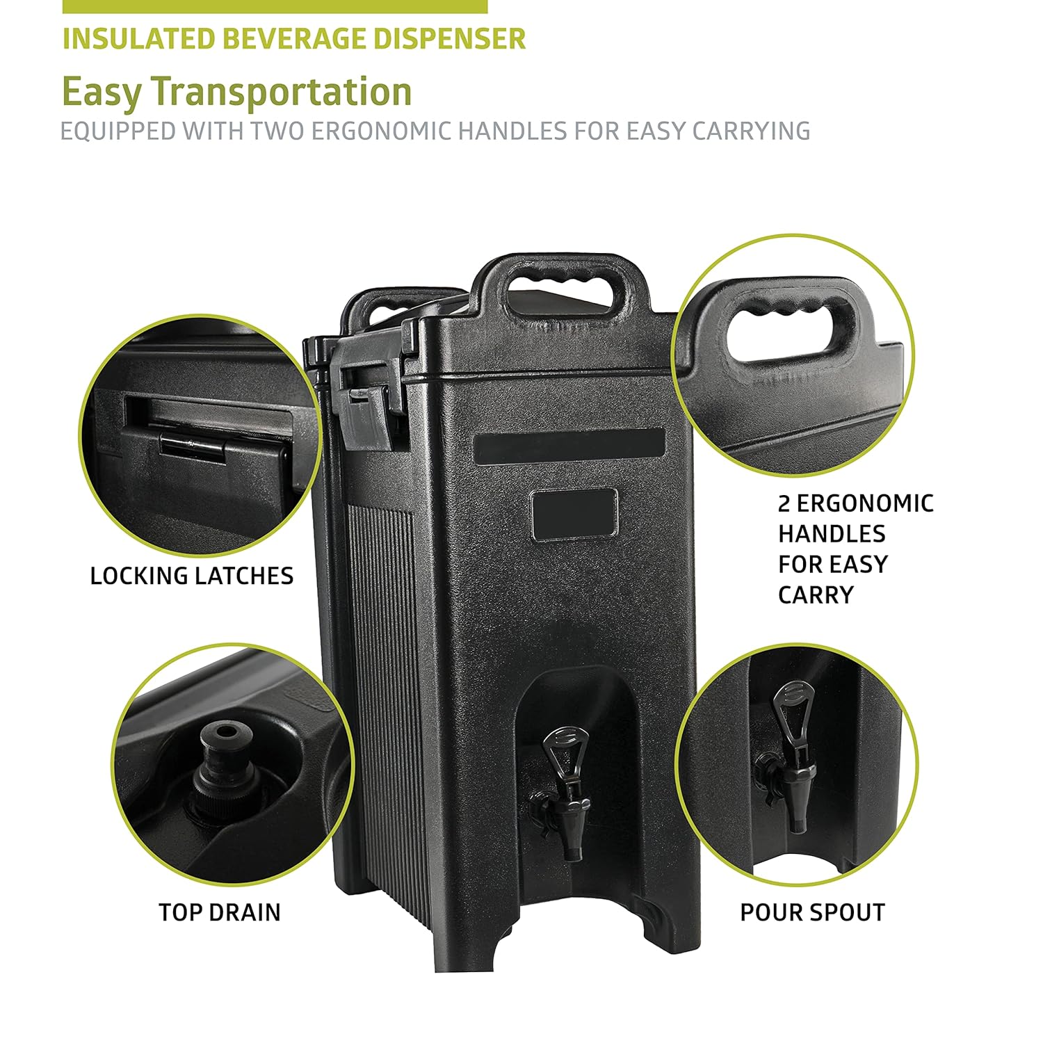 Pearington 5-gal. Insulated Hot and Cold Beverage Server/Dispenser, Black : Home & Kitchen