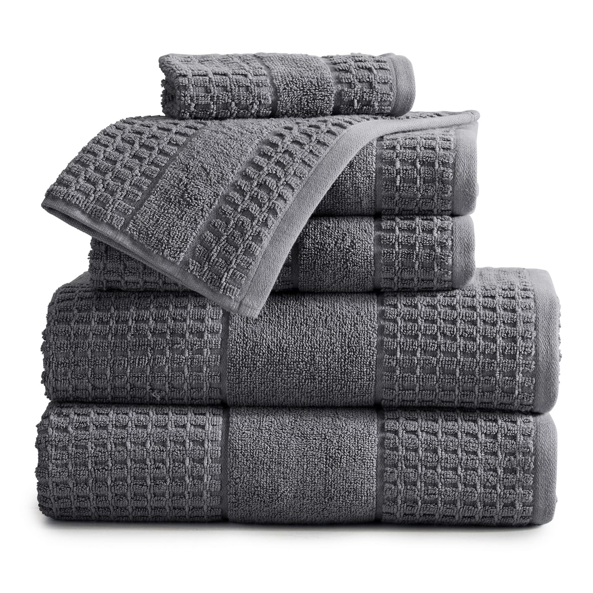 Market & Place 100% Cotton Super Soft Luxury Towel Set | Quick-Dry and Highly Absorbent | Waffle Textured | 550 GSM | 2 Bath Towels, 2 Hand Towels, &