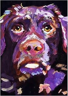 Chocolate Labrador Art Print Abstract Decor, Dog Lover Gift for Her Him, Expressive Colourful Dog Owner Picture Choice of size 8x10, A4 A3 12x16 Wall Art Decor Signed by Oscar Jetson. (a4)
