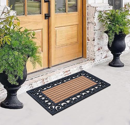 Miniatura 5 de A1HC - Tapete para puerta de fibra de coco natural y goma, 24 x 36 pulgadas, grueso, duradero, resistente, tapete de perfil delgado, fácil de