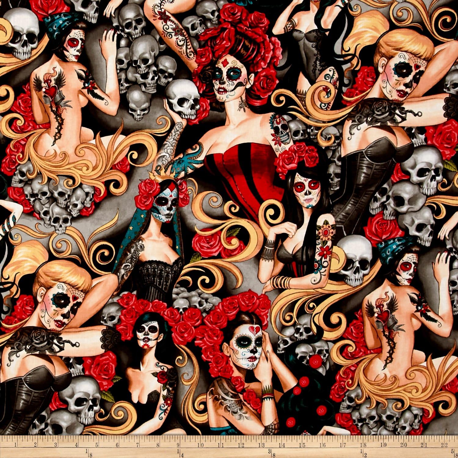 Alexander Henry Nicole's Prints Las Elegantes Bright Smoke, Fabric by the Yard