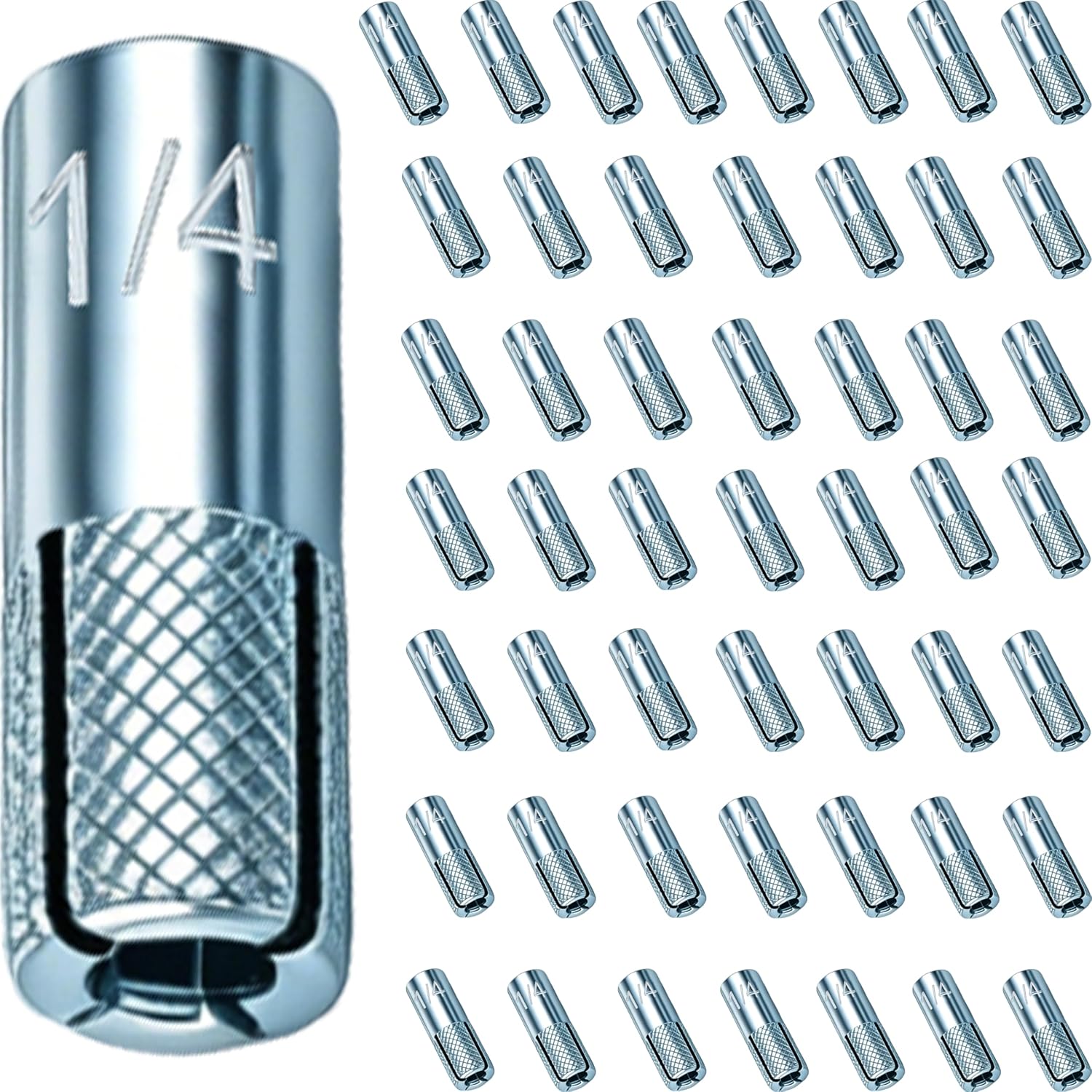 25 Pcs Drop-in Anchors，3/8''-16 Zinc-Plated Concrete Knurled Drop-in-Anchor, Secure Mounting, Easy Installation - Internal Forced Expansion Screw Bolts for Solid Concrete (25, 3/8"-16)