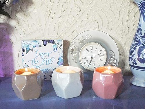 Miniatura 3 de Admired By Nature Juego de 3 macetas pequeñas de cerámica con diseño geométrico de 3 pulgadas para suculentas