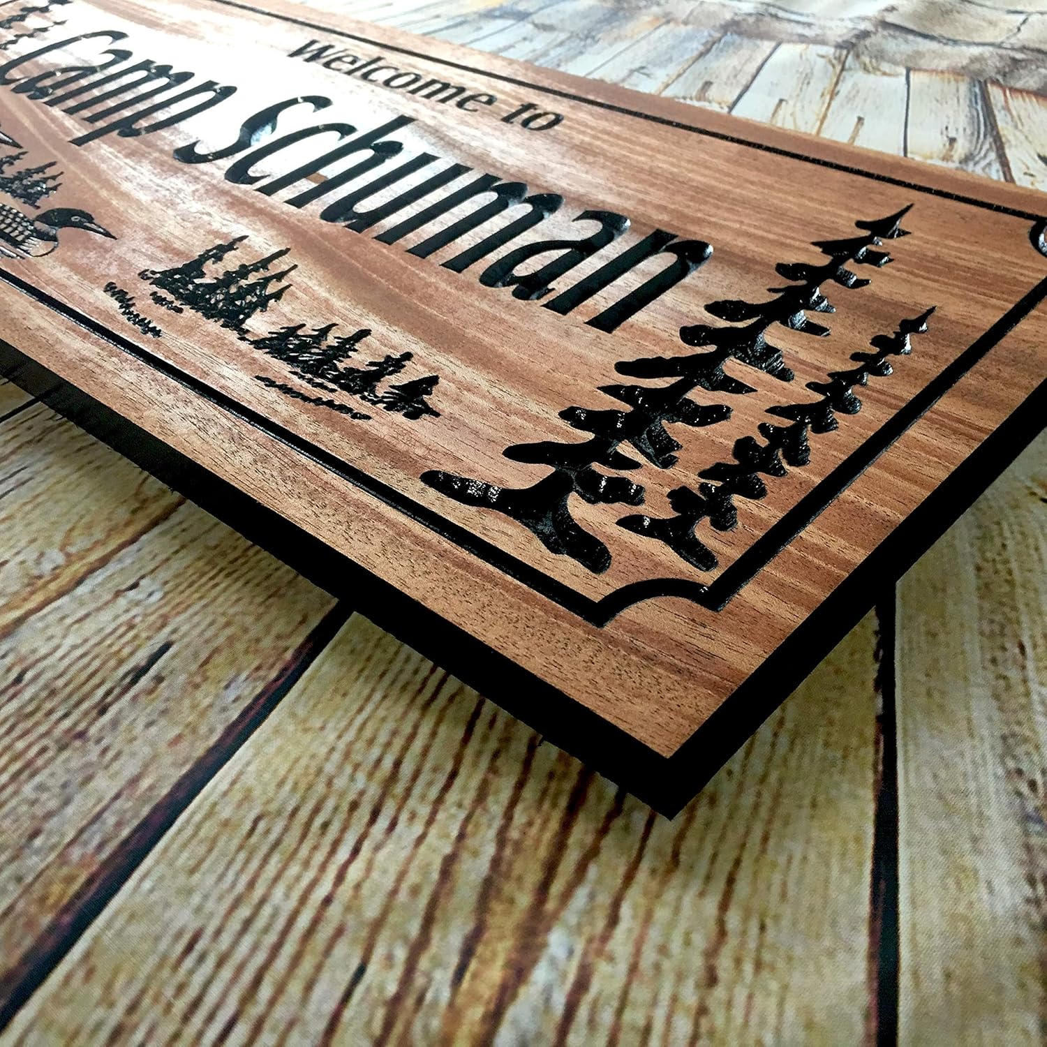 Personalized Outdoor Cabin Sign Wooden Carved Sign Personalized Rustic Welcome Sign