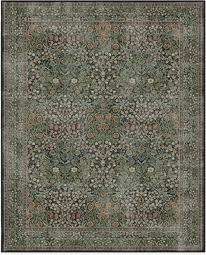 Vista 337 de RUGGABLE x Morris & Co Tapete prémium de pasillo lavable, para pasillo, cocina, entrada, sala de estar, dormitorio u oficina, con base Madreselva