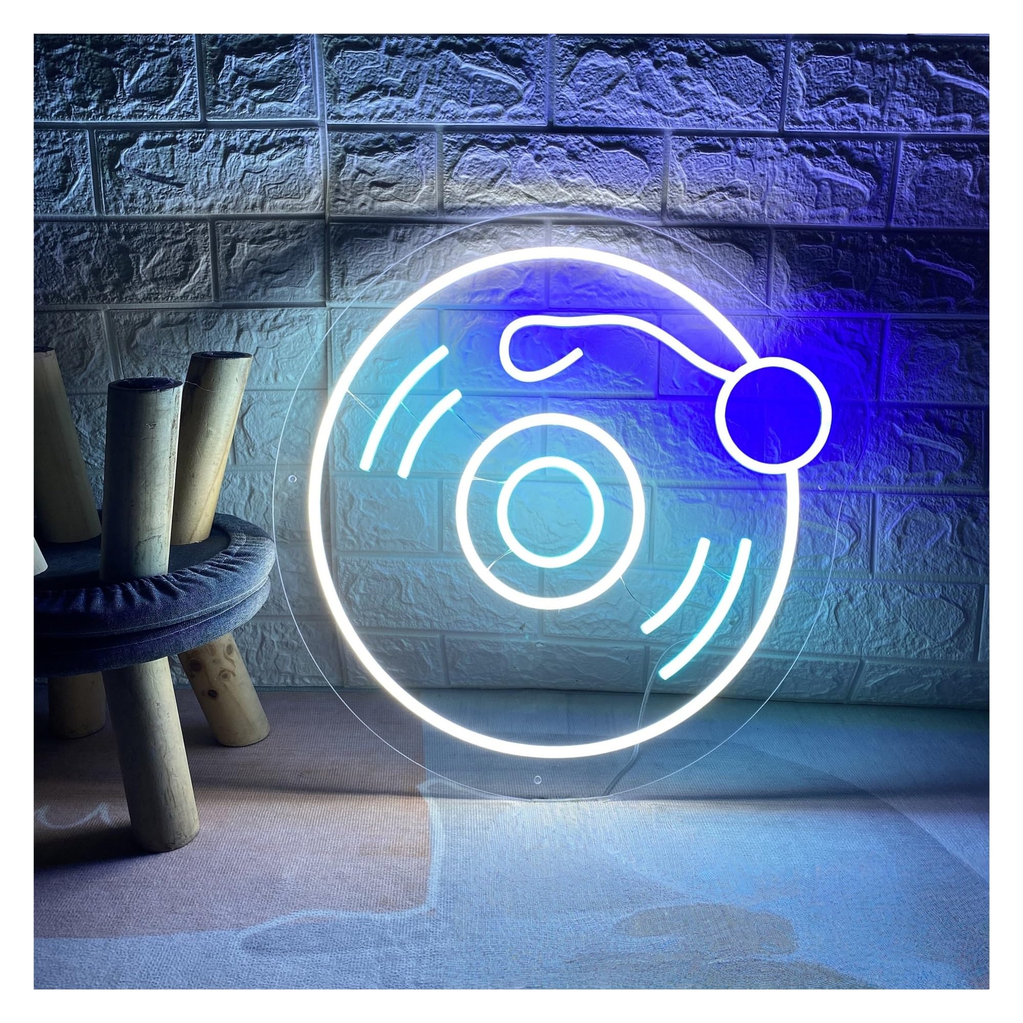 Luci al Neon Da Parete Insegna Al Neon Con Scritta Registra Musica Per Studio Musicale, Decorazione Personalizzata Da Parete 35cmx35cm(B)