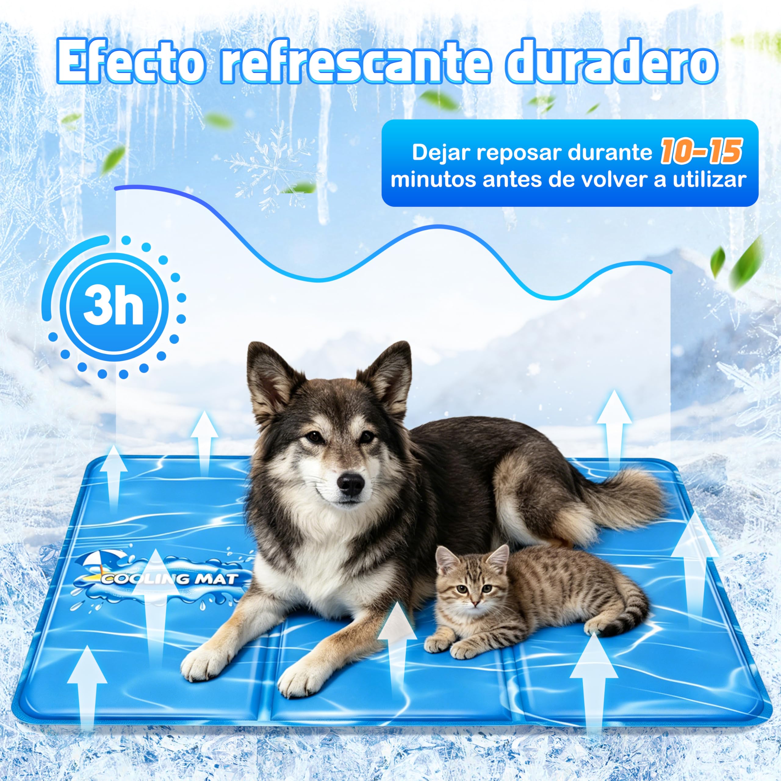 IEEILULU Alfombrilla Refrescante para Perros Gatos, Cama Refrescante Perro con Bolsa, Antidesgarros y Fácil Limpieza, Ideal para Mascotas en Verano Interior, Exterior y Coche (X-Large)
