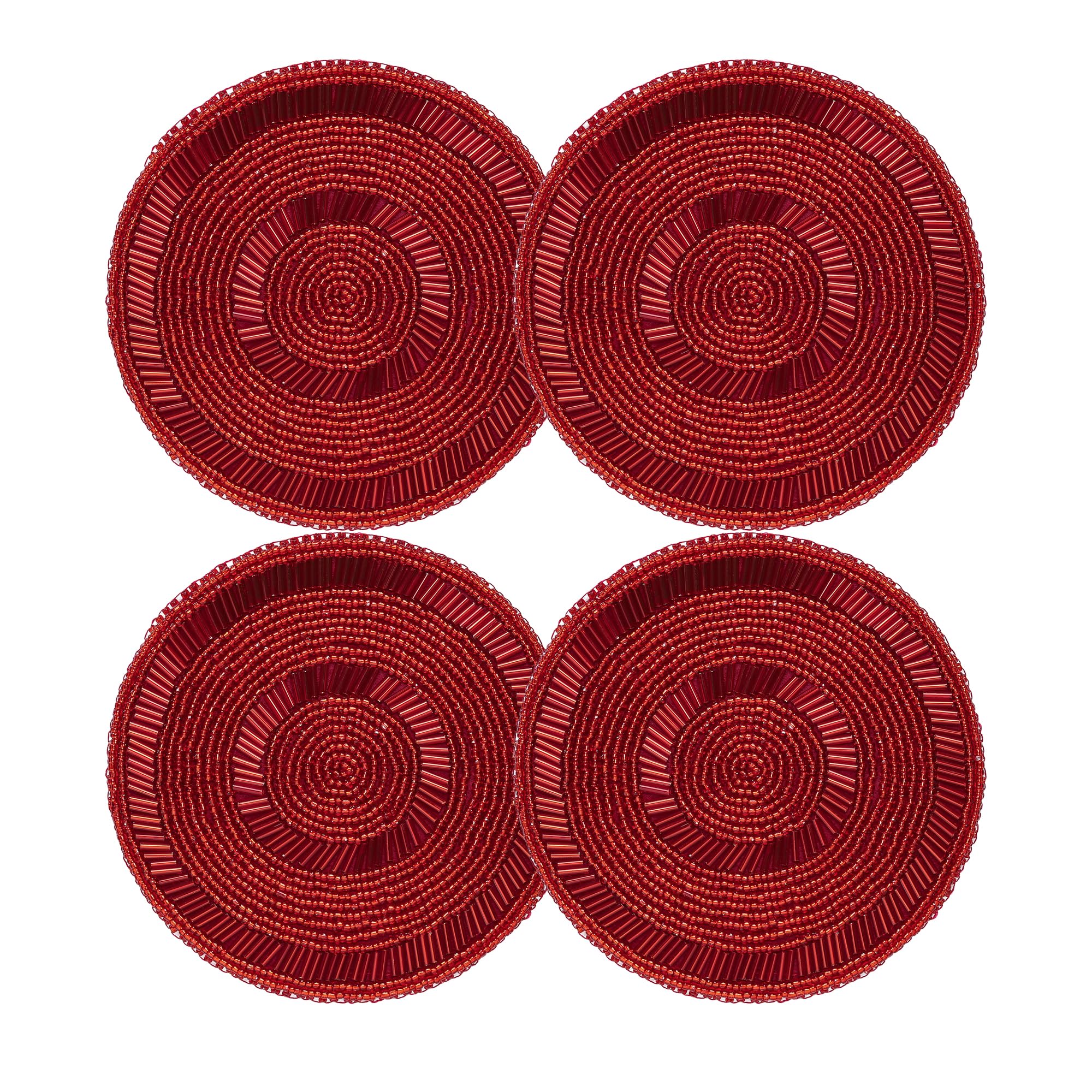 Dessous de verre ronds rouge 10,2 cm lot de 4 perles table mariage