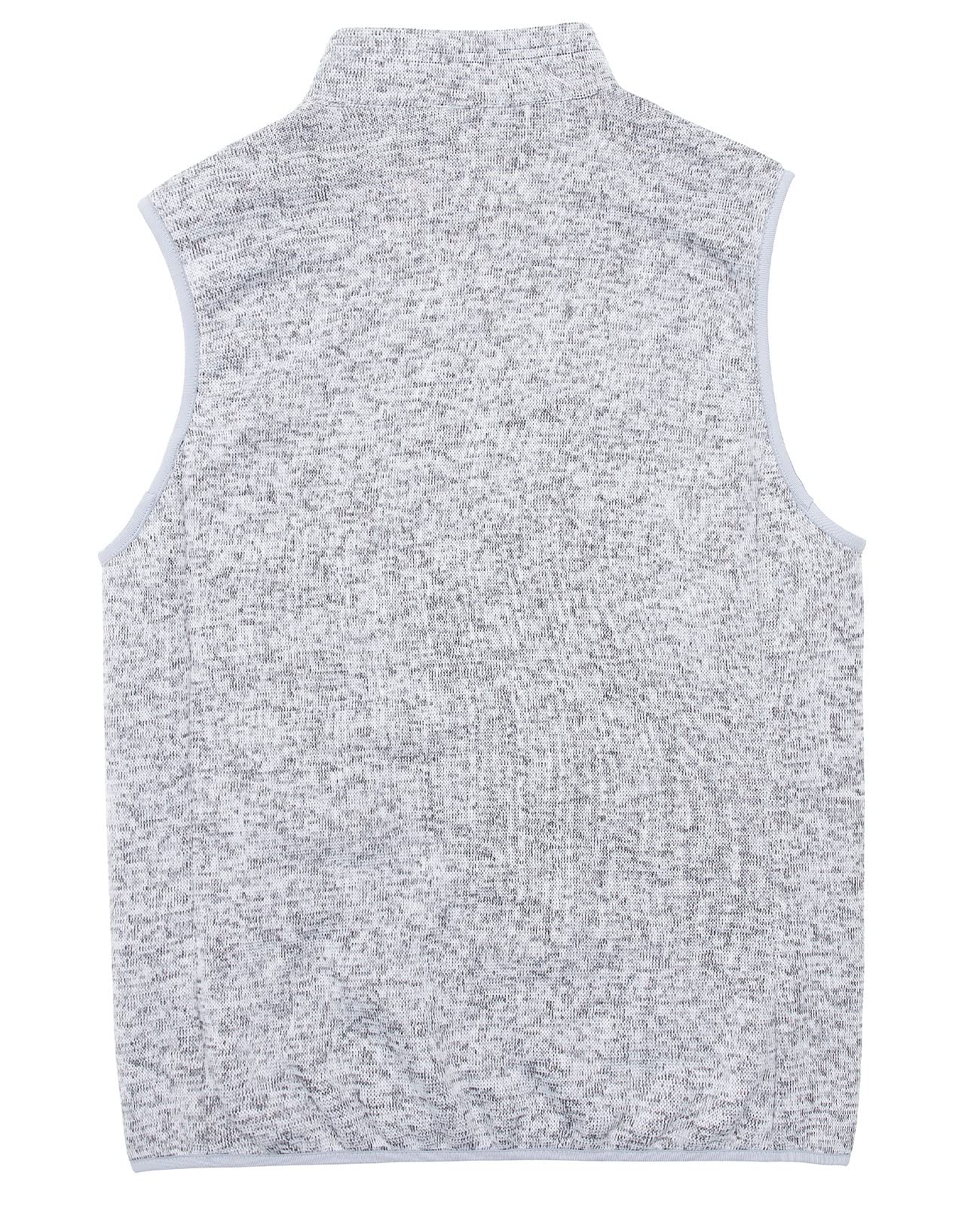 Bonnroth - Gilet da uomo in pile con cerniera intera, foderato, con colletto e tasca, Grigio chiaro Heather, XX-Large