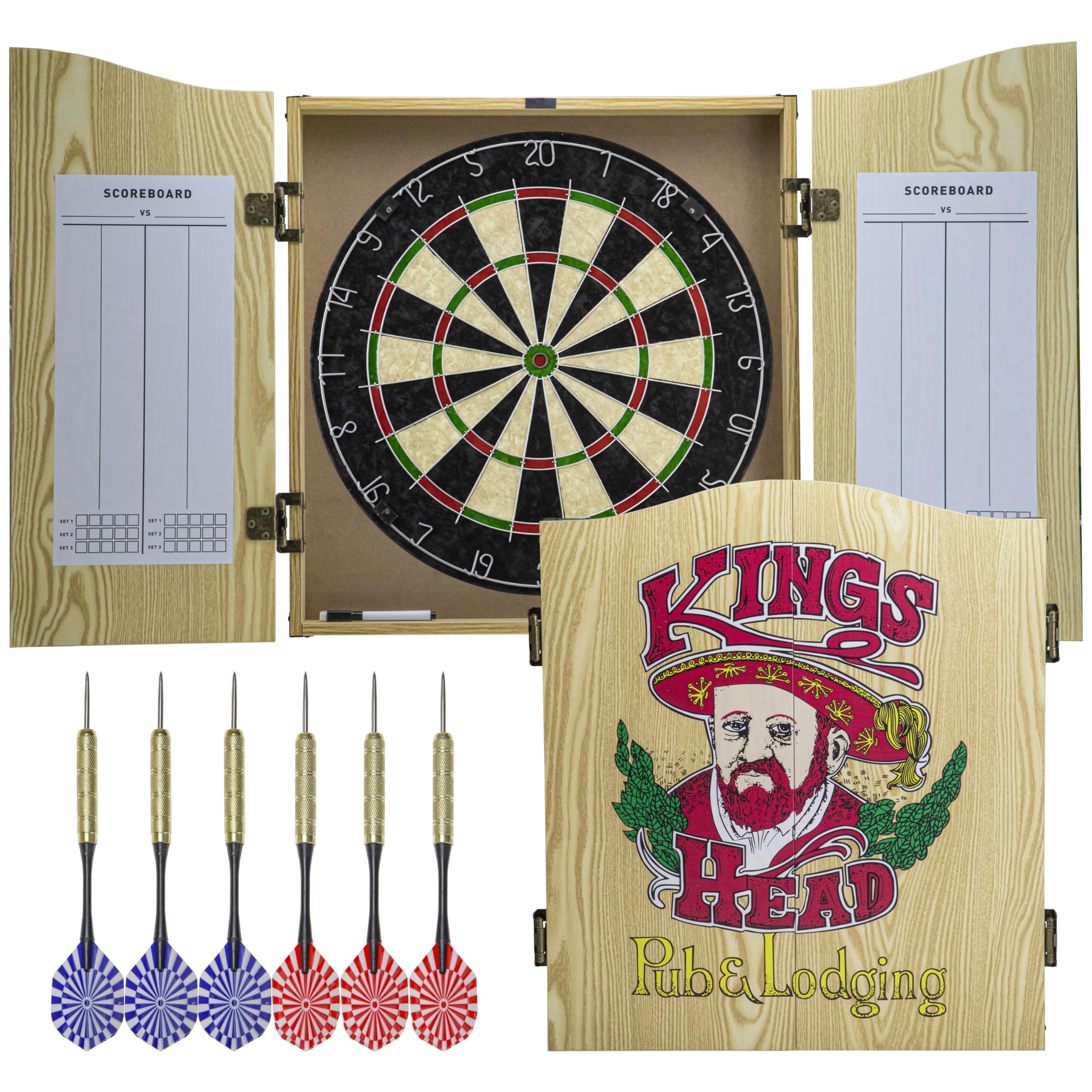Yonxuleo Dartboard with Staple-Free Bullseye, 18g Steel Tip Darts Set
