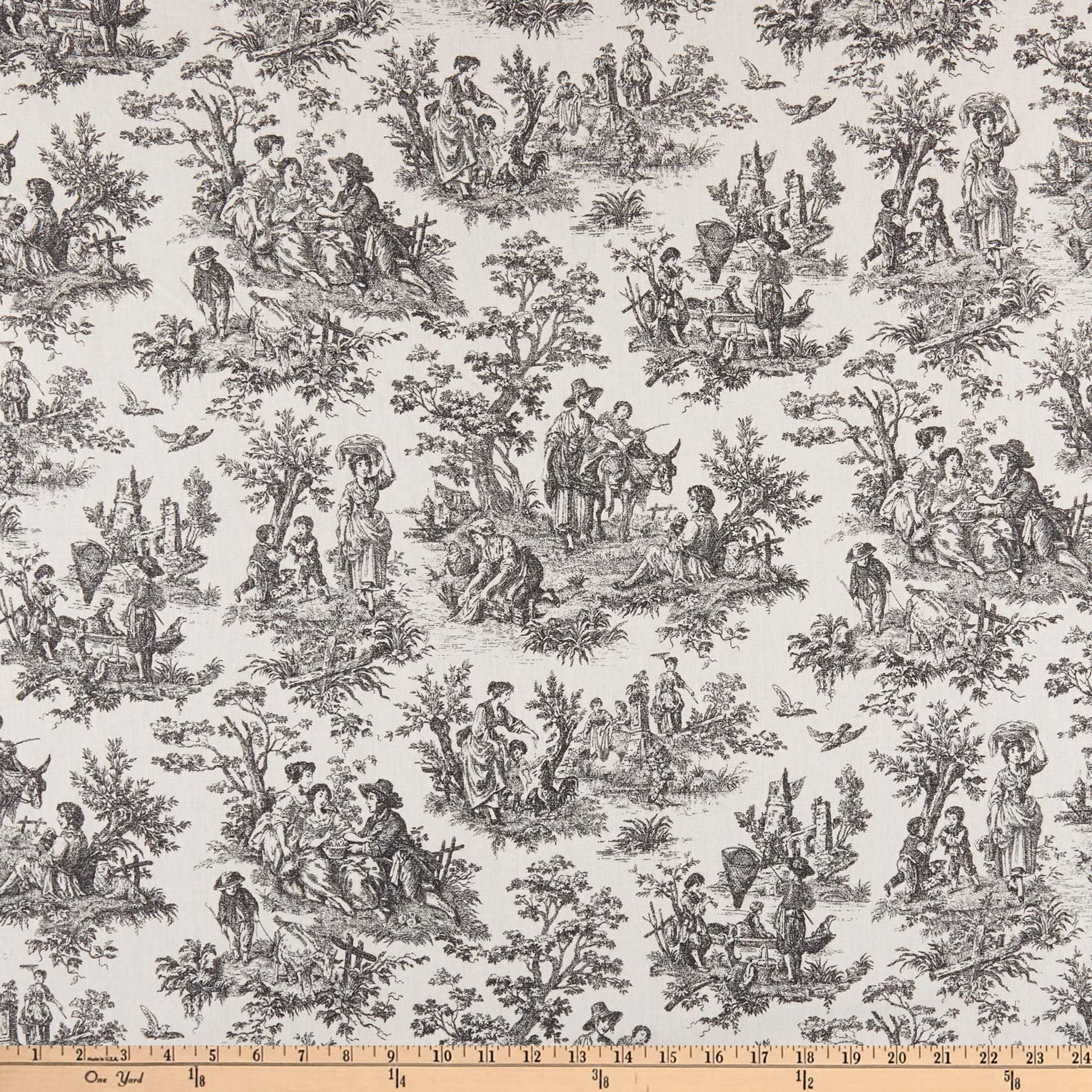 Waverly Rustic Life Toile Noir, Fabric by the Yard