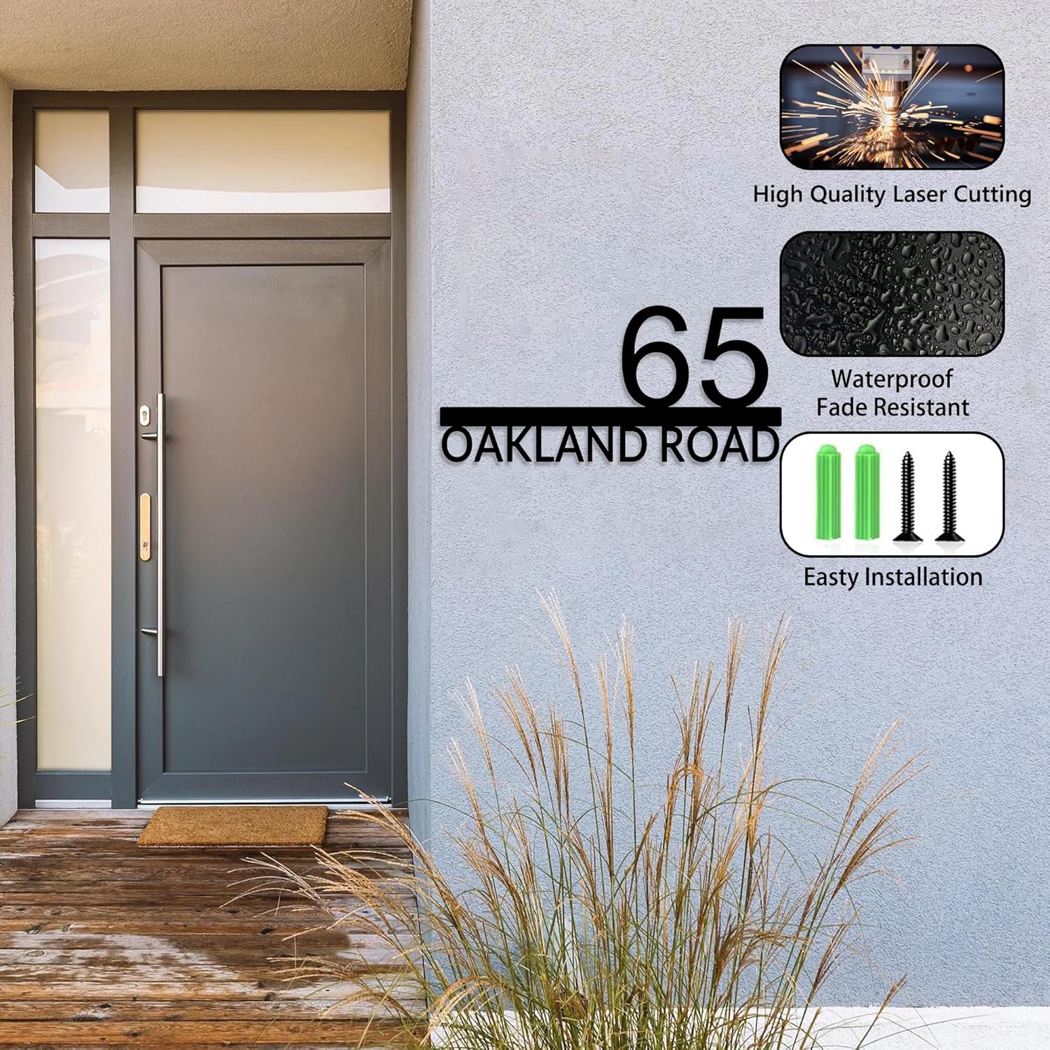 Personalized House Number Metal Sign for Outside Custom Street Address Sign for Wall Personalized Door Number Plaque