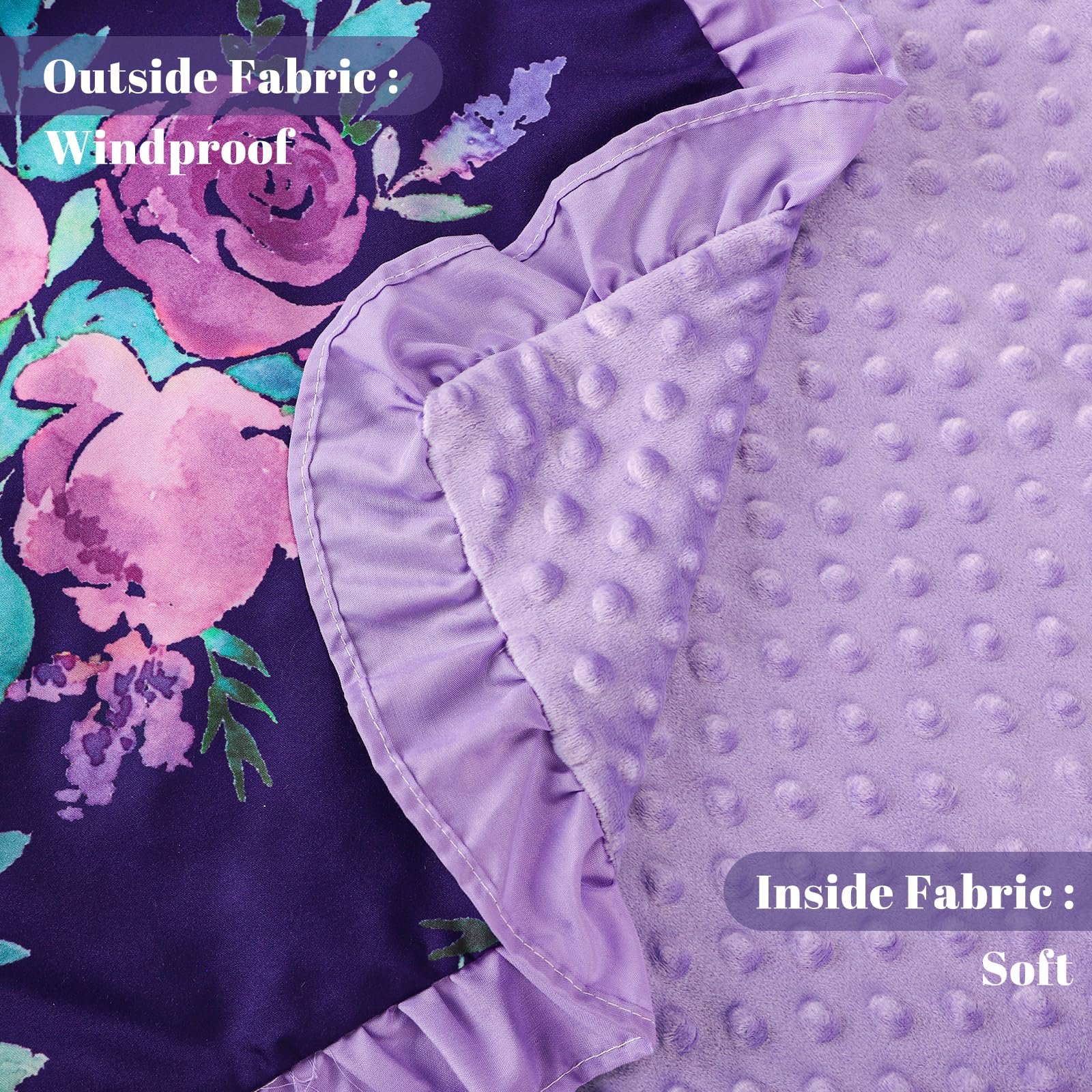 TANOFAR Ruffle Baby Mädchen Autositzbezug, Peekaboo Öffnung Autositzbezug für Babys, weiche und atmungsaktive Babytrage Baldachin, Mehrzweck-Babytrage, lila Blume