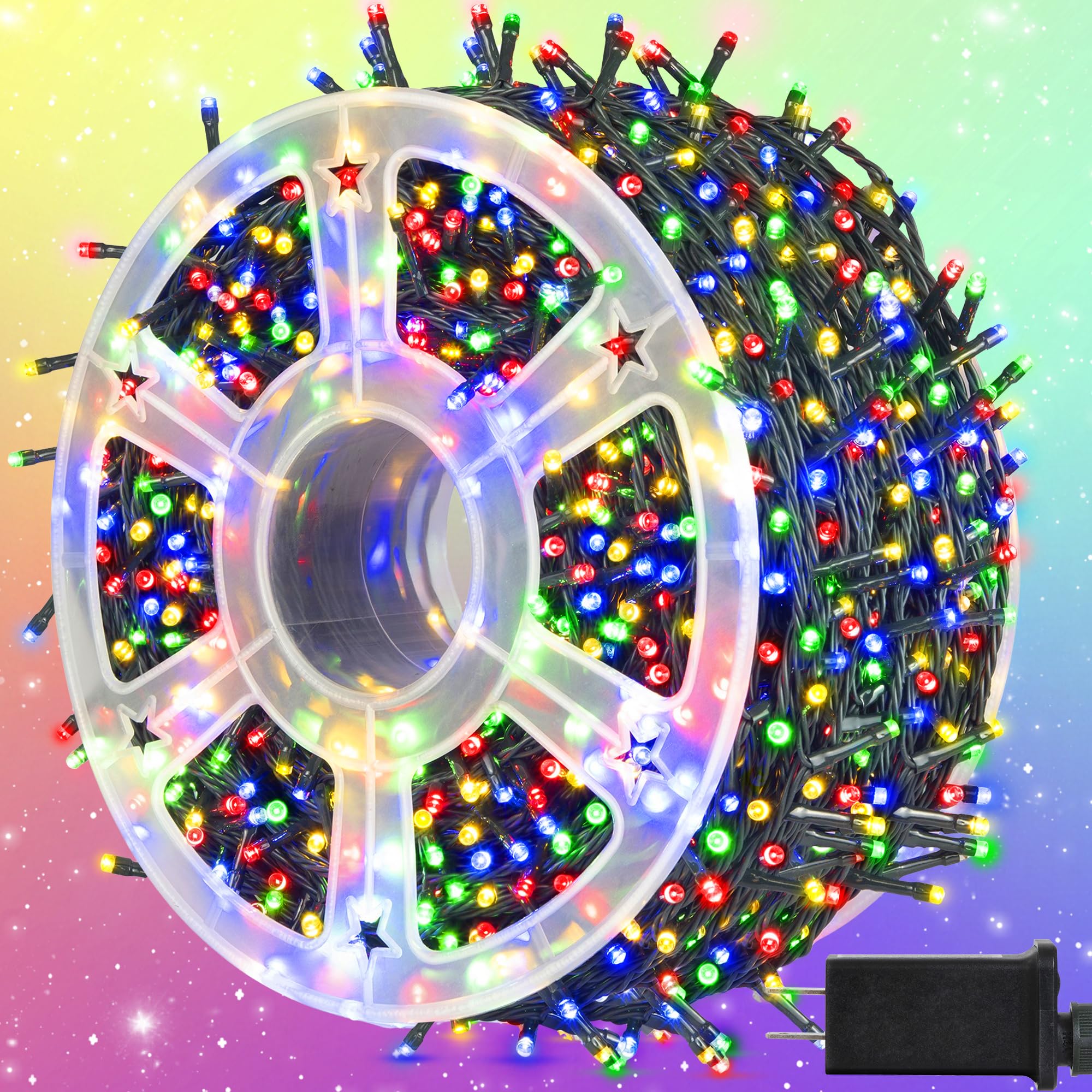 kemooie 500 LED Christmas Lights, 164FT 8 Lighting Modes with Memory Plug in Waterproof Christmas Lights Outdoor, for Birthday Christmas Tree Party Garden Balcony Decorations (Multicolored)