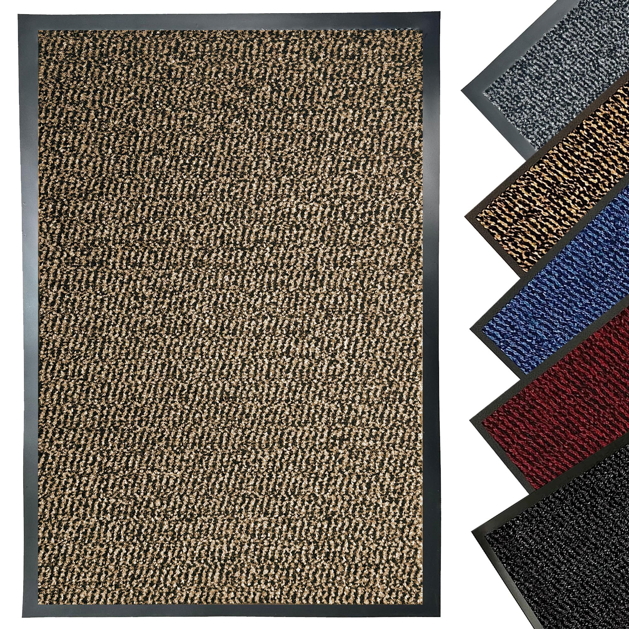 LENAK Door Mats - Entrance Mat Barrier Hallway Runner Kitchen Rug, Non-Slip Dirt Trapper Rubber Back Washable Floor Mat, Dust Grabbing Indoor Outdoor Doormats (Brown, 40x60cm)