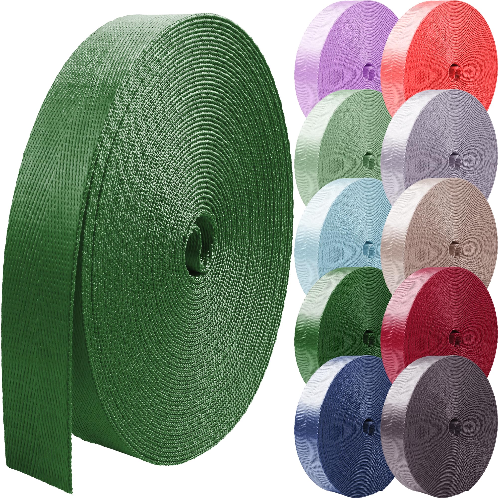 Nylon Webbing 1 inch 1.5 inch 2 inch Nylon Strap Backpack Straps Belt, 10 25 50 3.3 Yards Webbing