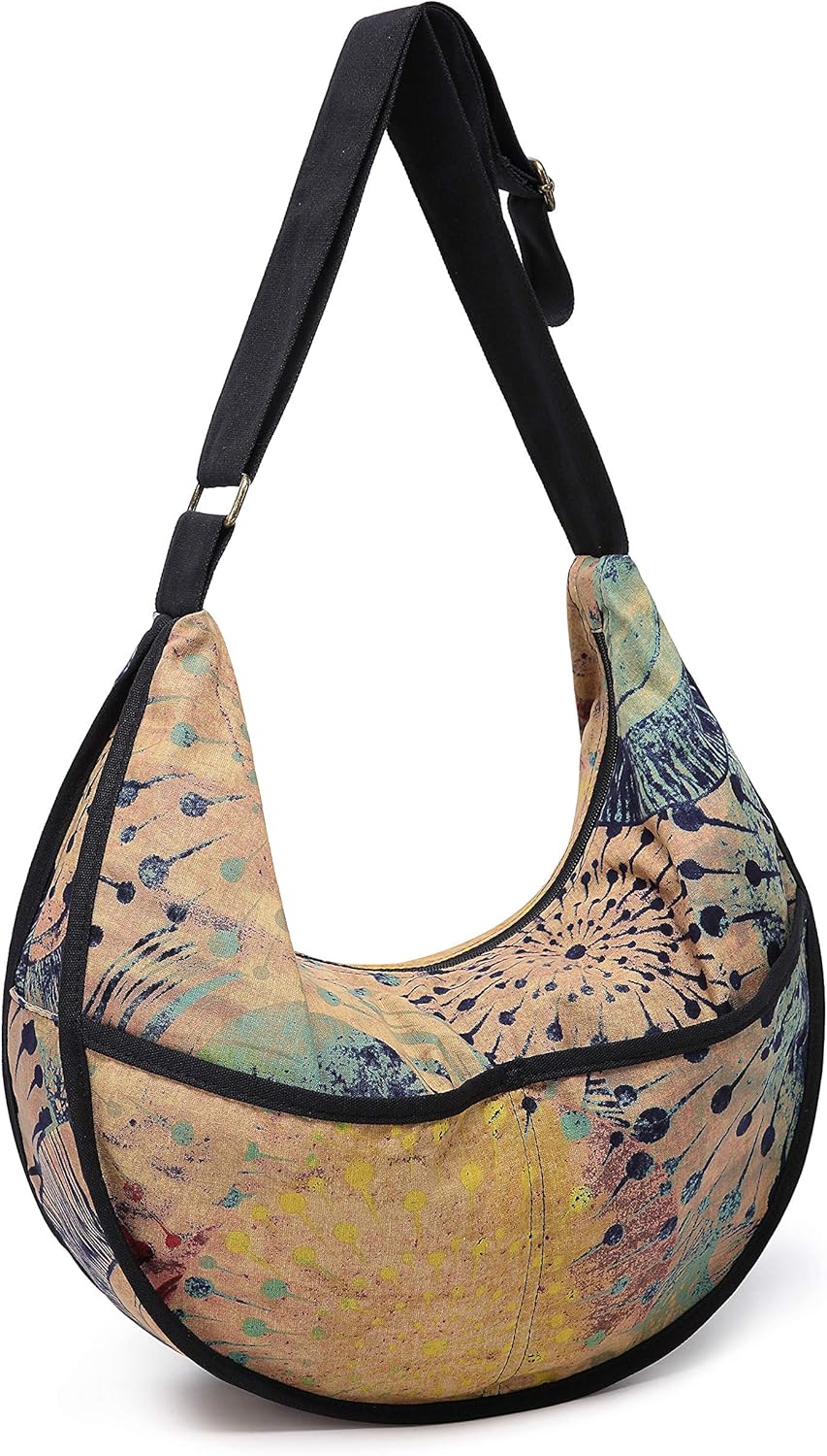 OPQRSTU Womens Hippie Large Sling Shoulder Boho Handbag canvas Crossbody Bags