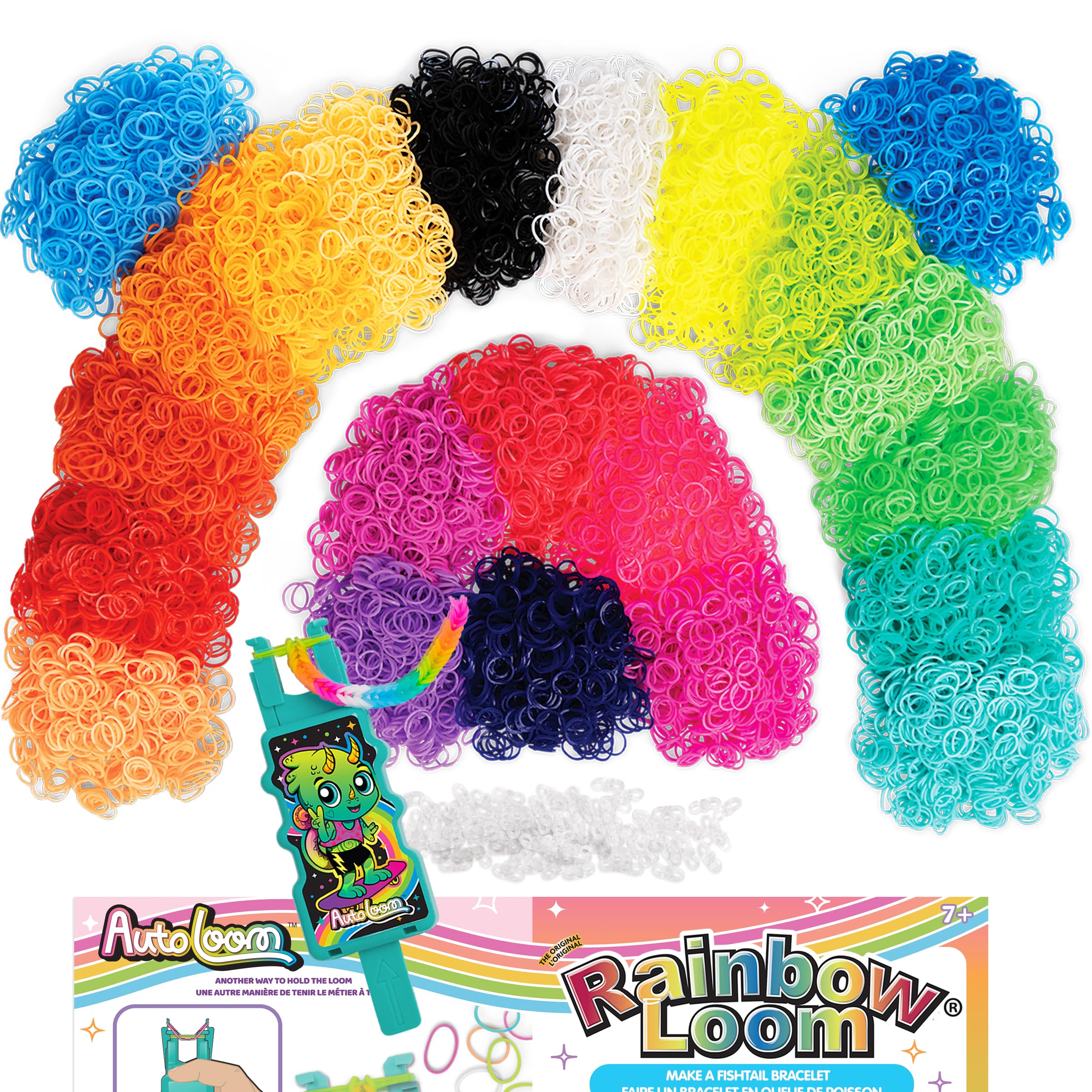 Rainbow Loom: AutoLoom Refill Pack: Neon - DIY Bracelet Craft Kit, 11,000 Rubber Bands in 22 Vibrant Colors, 1 AutoLoom, Jewelry Activity Set, Kids 7+