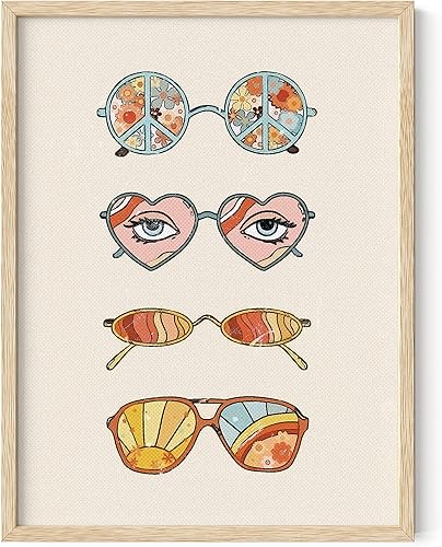 Miniatura 50 de HAUS AND HUES Pósteres Groovy - Arte de pared retro de los años 70, decoración de habitación hippie, carteles trippy para dormitorio, póster Rays