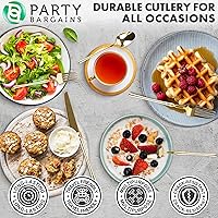 Vista 117 de Party Bargains Disposable Plastic Black Gold Cutlery Set, Infinity Modern Design Utensils, 40 Pack: 16 Forks, 8 Knives, 16 Spoons